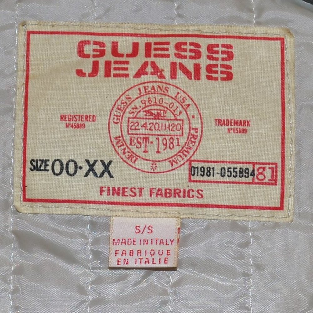 Guess Jeans Jacket Tan Gold Emblem Small